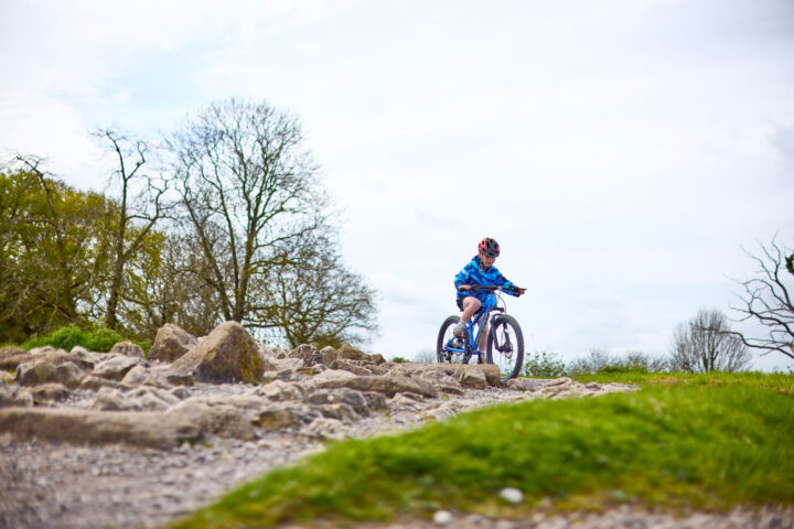 Boy on the mountain bike trails