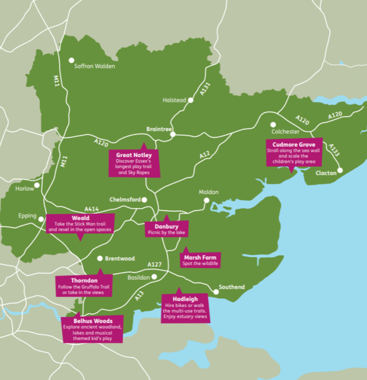 Map of Essex Country Parks