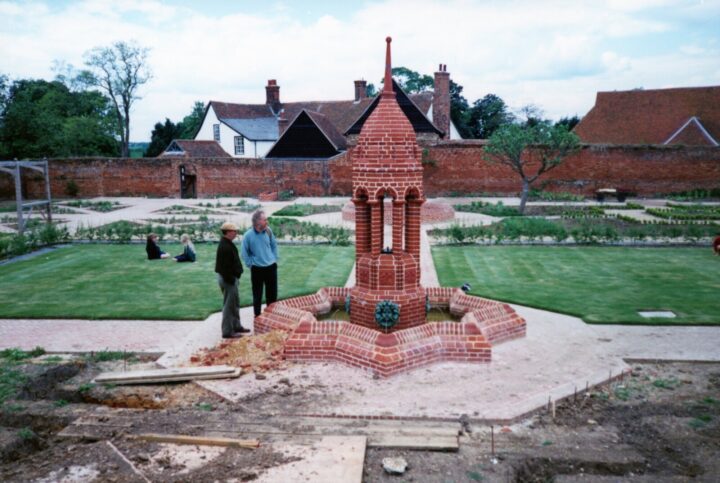 The fountain in the 1990s in the Tudor walled garden