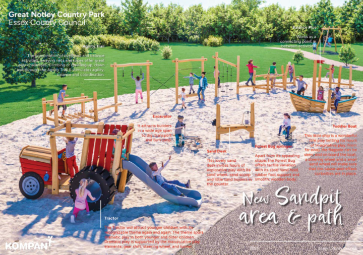 New sand pit play equipment at Great Notley Country Park