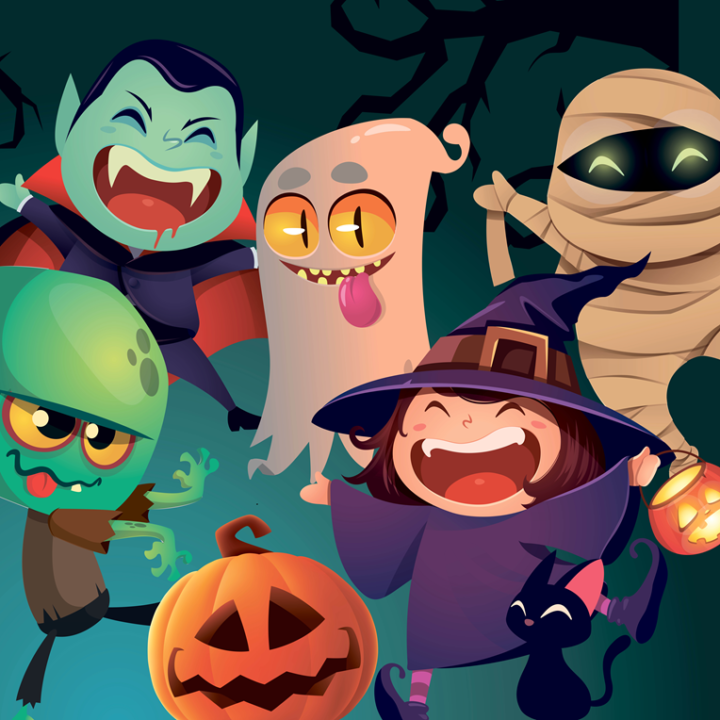 Infographic of Spooky Trail with bright coloured monster illustrations