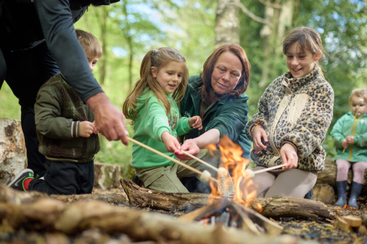 Children roasting marshmallows