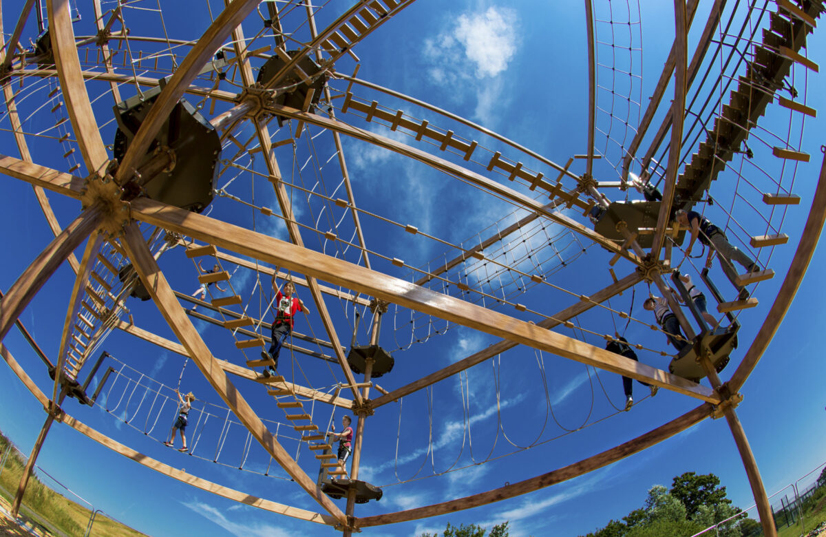 People enjoying the apparatus at Sky Ropes