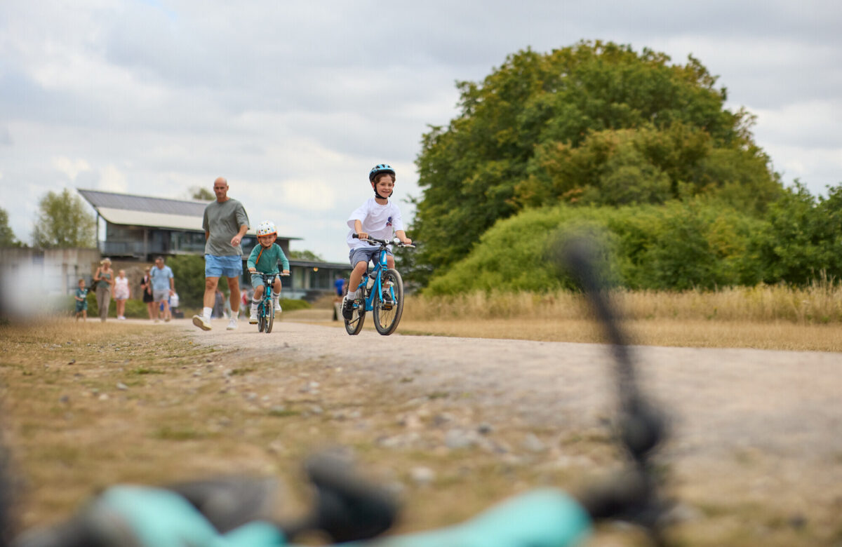 Cycling along the play trail