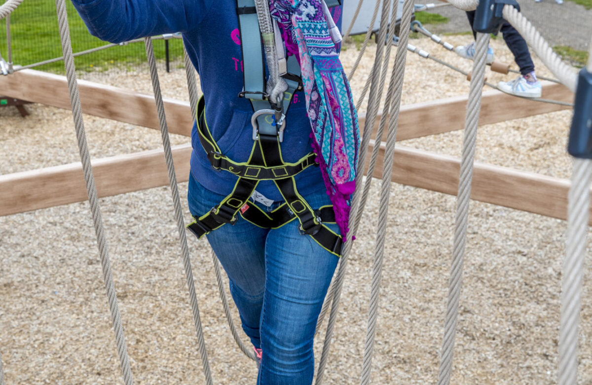 A lady enjoying Sky Ropes
