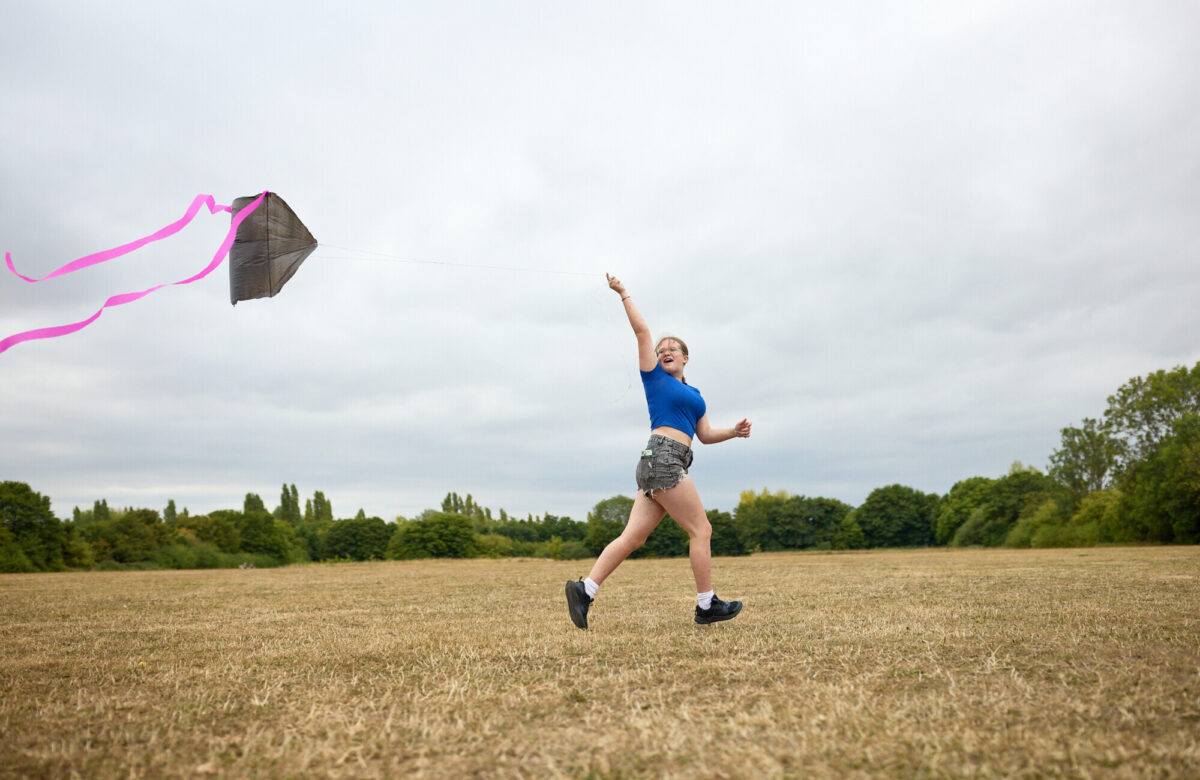 Kite flying in the picnic field