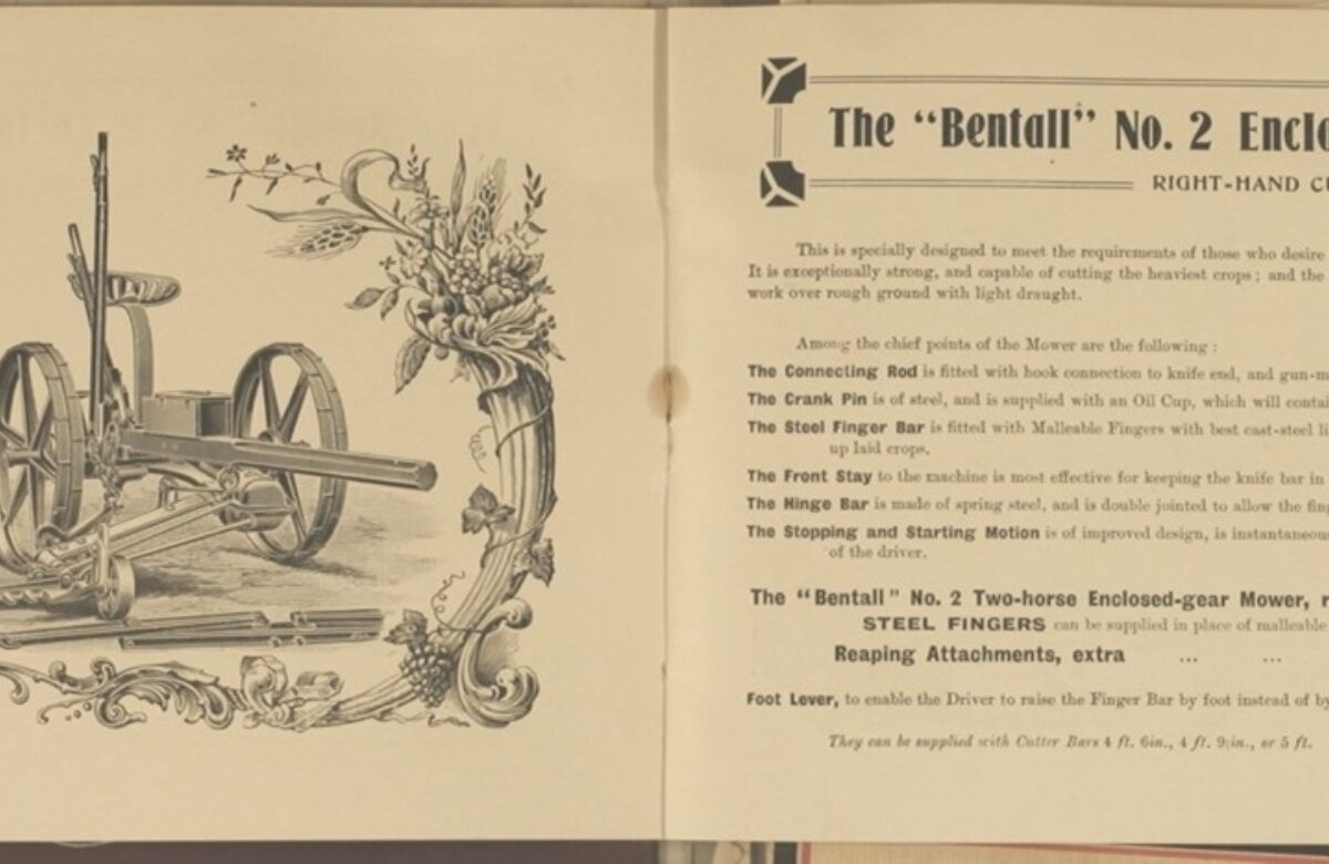 Original brochure of a Bentall No 2 mower