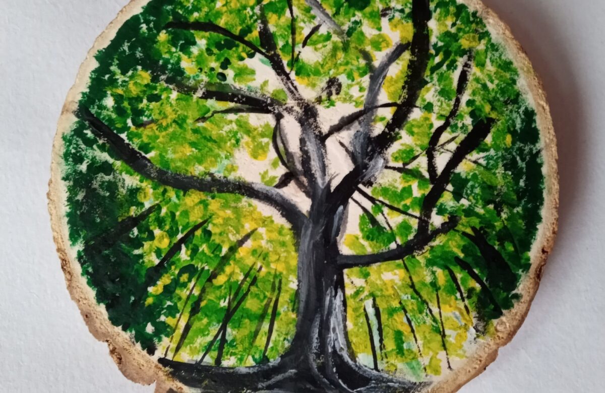Entry by Sarah - tree art on hand cut willow circle