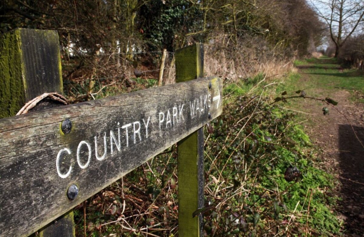 A wooden sign saying Country Park