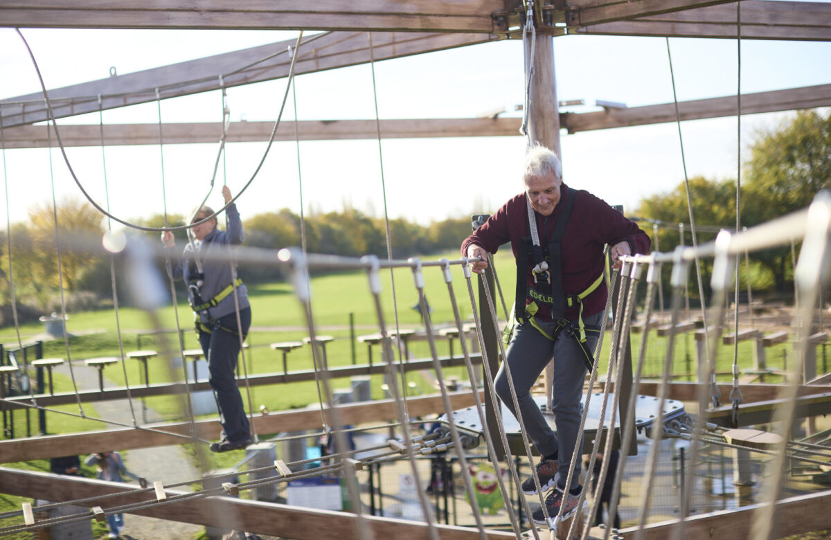 Older man on ropes