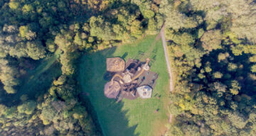A high aerial shot of an adventure playground