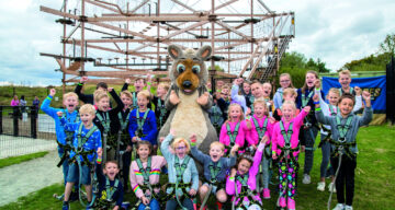 A large group of children at Sky Ropes
