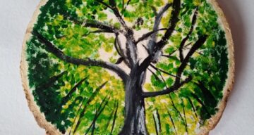 Entry by Sarah - tree art on hand cut willow circle