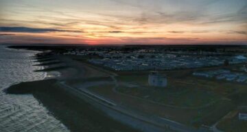 Aerial shot of Jaywick Sands at night