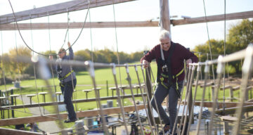 Older man on ropes