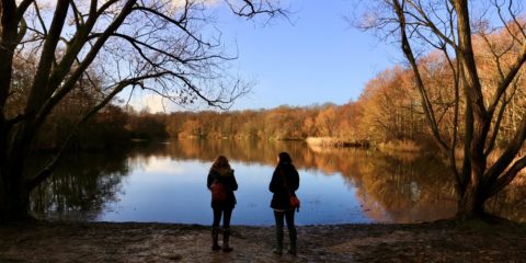People standing by lake in winter Sophie F
