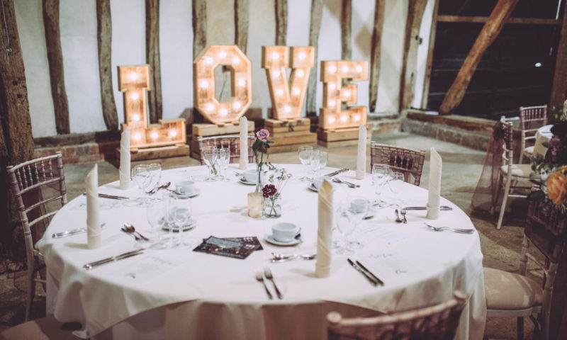 A table set for a wedding celebration